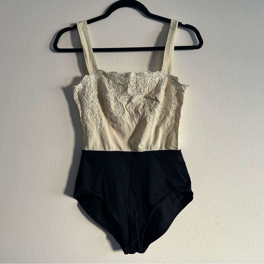 Elegant & Vintage Lace Bodysuit - Cream, White and Black